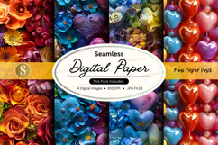 Seamless digital paper - floral and heart pattern Product Image 1
