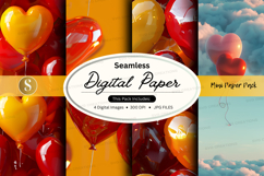 Seamless digital paper with heart balloons Product Image 1