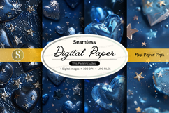 Seamless digital paper - galaxy stars and hearts Product Image 1