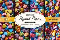 Seamless digital paper with colorful heart patterns Product Image 1