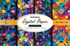 Seamless digital paper pack - colorful floral patterns Product Image 1