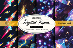 Seamless digital paper with magic wand and sparkles pattern Product Image 1