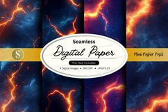 Seamless digital paper - lightning and clouds pattern Product Image 1