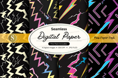 Seamless digital paper with neon lightning bolts Product Image 1