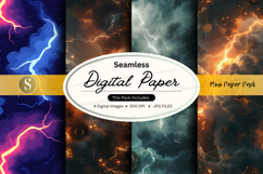Seamless digital paper - stormy sky lightning pattern Product Image 1