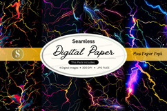 Seamless digital paper with neon lightning design Product Image 1