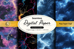 Seamless digital paper pack with lightning and storm theme Product Image 1