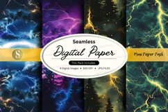 Seamless digital paper pack - marble and lightning textures Product Image 1
