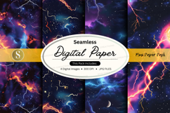 Seamless digital paper with space and lightning theme Product Image 1