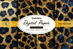 Seamless digital paper - leopard print with gold glitter Product Image 1