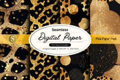 Seamless digital paper - leopard print with gold glitter Product Image 1