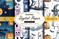 Halloween themed seamless digital paper pack Product Image 1