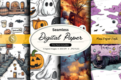 Halloween themed seamless digital paper pack Product Image 1