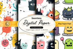Seamless digital paper with monster themes Product Image 1