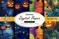 Halloween themed seamless digital paper pack Product Image 1