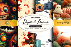 Halloween themed seamless digital paper pack Product Image 1