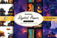 Halloween themed seamless digital paper pack Product Image 1