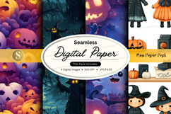 Halloween themed seamless digital paper pack Product Image 1