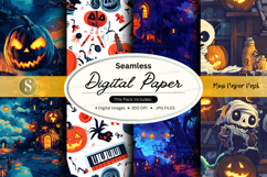 Halloween themed seamless digital paper pack Product Image 1