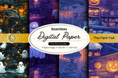 Halloween themed seamless digital paper pack Product Image 1