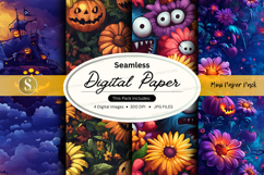 Seamless digital paper pack with halloween and floral design Product Image 1
