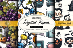 Halloween themed seamless digital paper pack Product Image 1