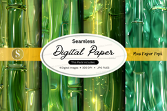 Seamless digital paper - green bamboo pattern Product Image 1