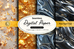 Seamless digital paper pack - gold and silver foil textures Product Image 1