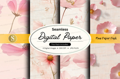 Seamless digital paper with pink flowers Product Image 1