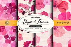 Seamless digital paper with pink floral pattern Product Image 1