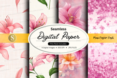 Seamless digital paper with pink flowers Product Image 1