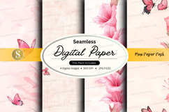 Digital paper mockup pack with floral and butterfly designs Product Image 1