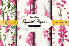 Seamless digital paper with pink foxgloves pattern Product Image 1