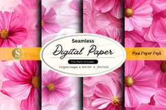 Seamless digital paper with pink flowers Product Image 1