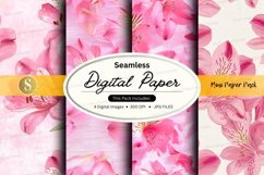 Seamless digital paper with pink floral pattern Product Image 1
