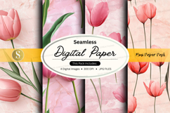 Seamless digital paper with pink tulips Product Image 1