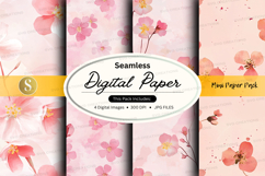 Seamless digital paper with pink floral design Product Image 1