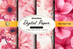 Seamless digital paper with pink flowers Product Image 1