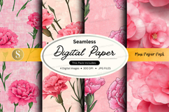 Seamless digital paper with pink floral pattern Product Image 1