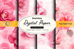 Seamless digital paper with pink floral pattern Product Image 1