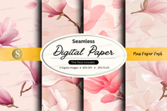 Seamless digital paper with pink floral pattern Product Image 1