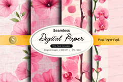Seamless digital paper with pink floral pattern Product Image 1