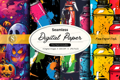 Seamless digital paper pack with halloween themed designs Product Image 1