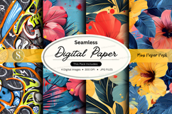 Seamless digital paper pack with tropical floral patterns Product Image 1