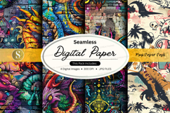 Seamless digital paper pack with graffiti and street art des Product Image 1