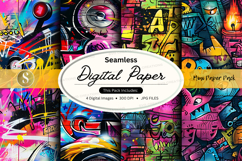 Seamless digital paper with graffiti and street art elements Product Image 1