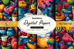 Seamless digital paper with cartoon food design Product Image 1
