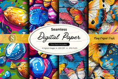 Seamless digital paper mockup with butterfly and candy patte Product Image 1