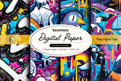 Seamless digital paper with colorful penguin and snowflake d Product Image 1