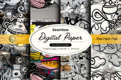 Seamless digital paper pack with tea and stationery theme Product Image 1